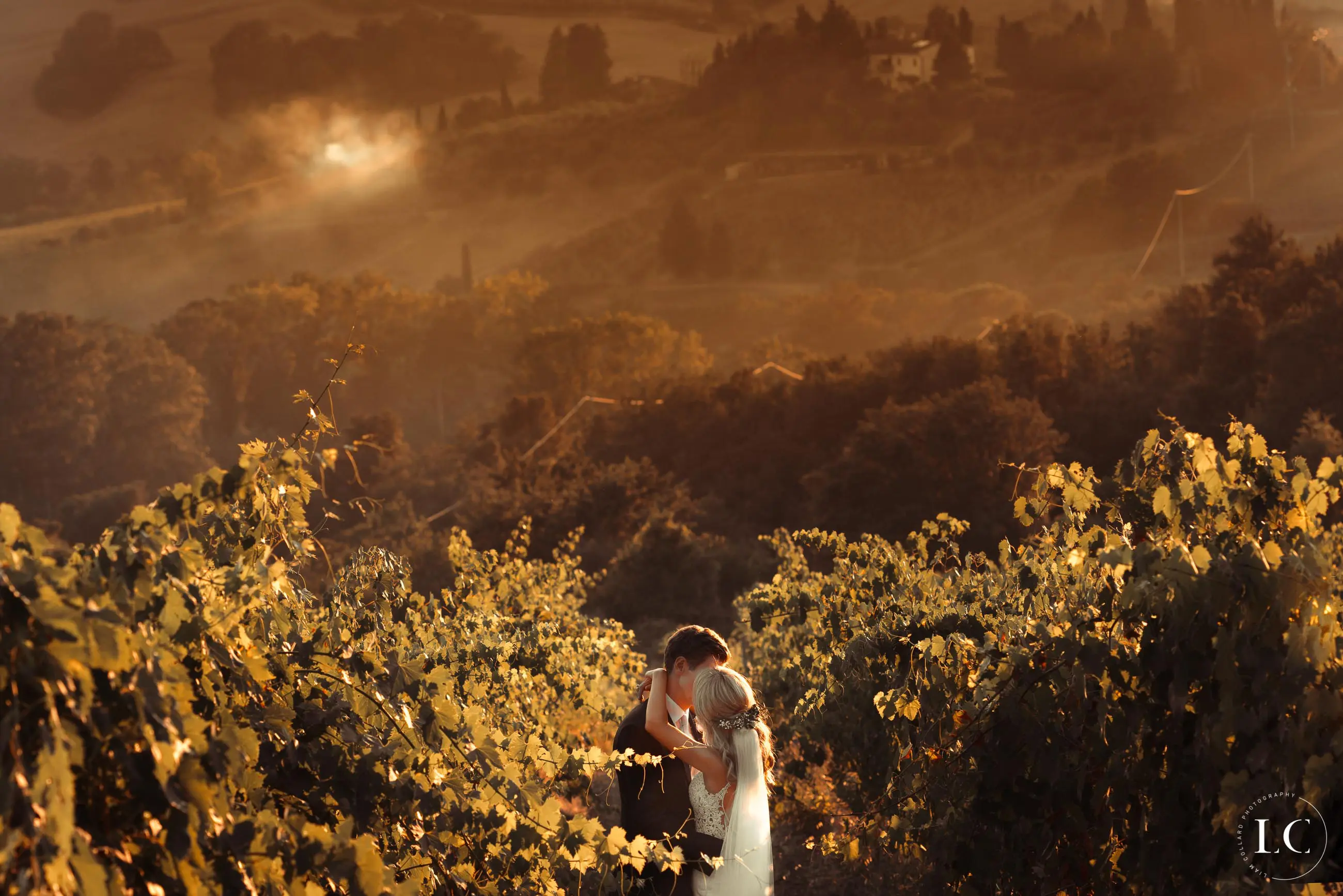 Bride and groom outside in nature