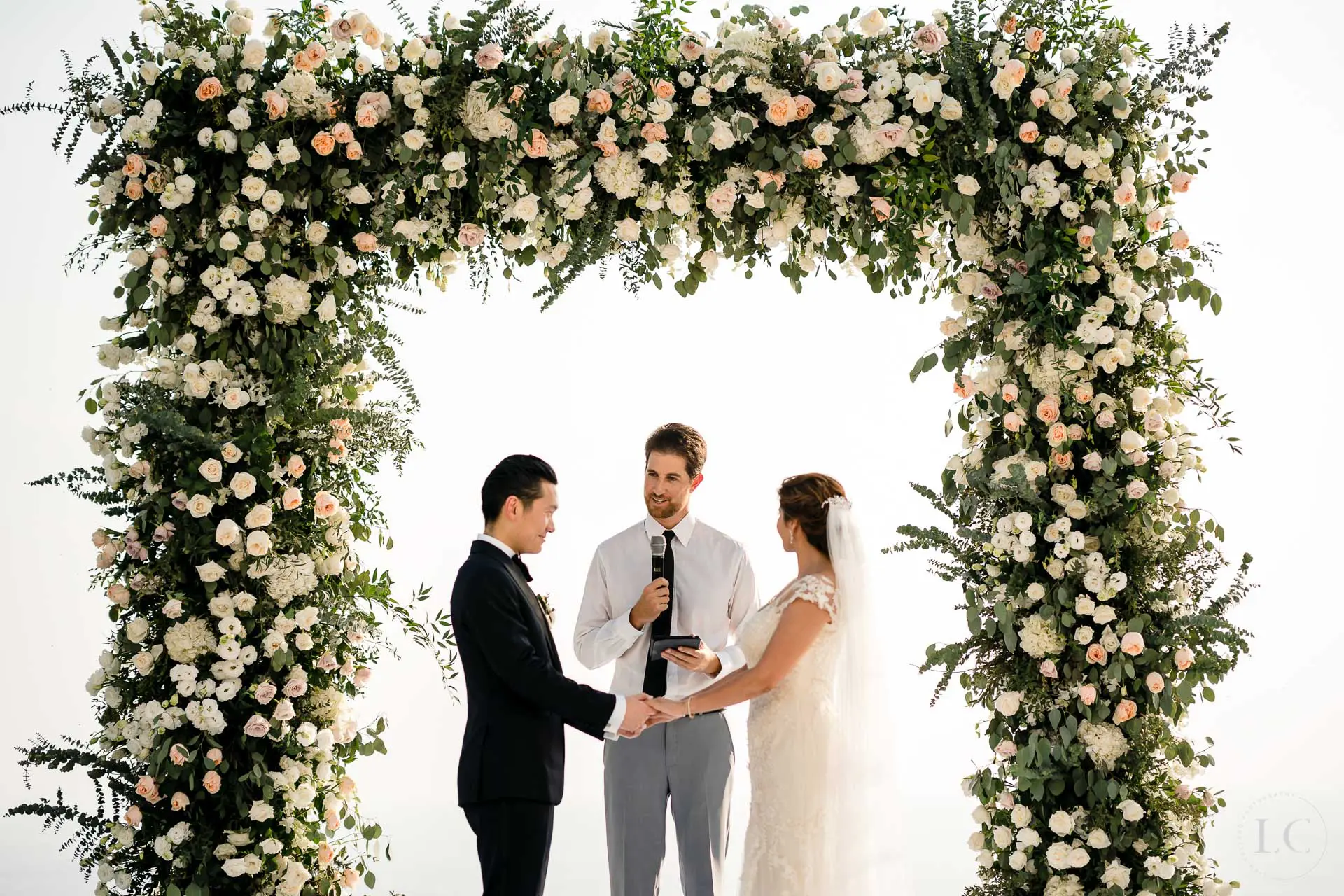 Bride and groom getting married