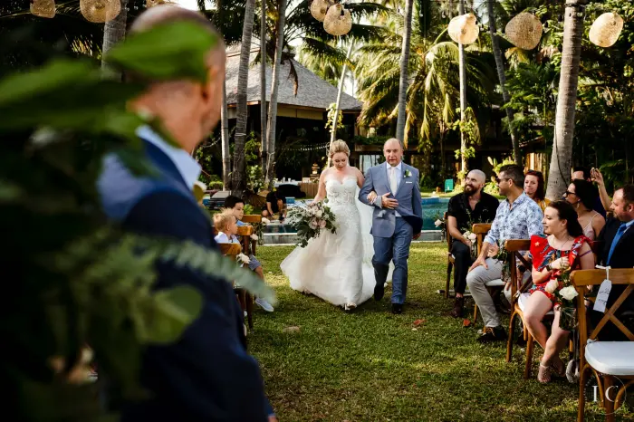 Bride walking down aisle
