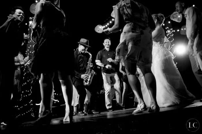 Guests dancing at wedding